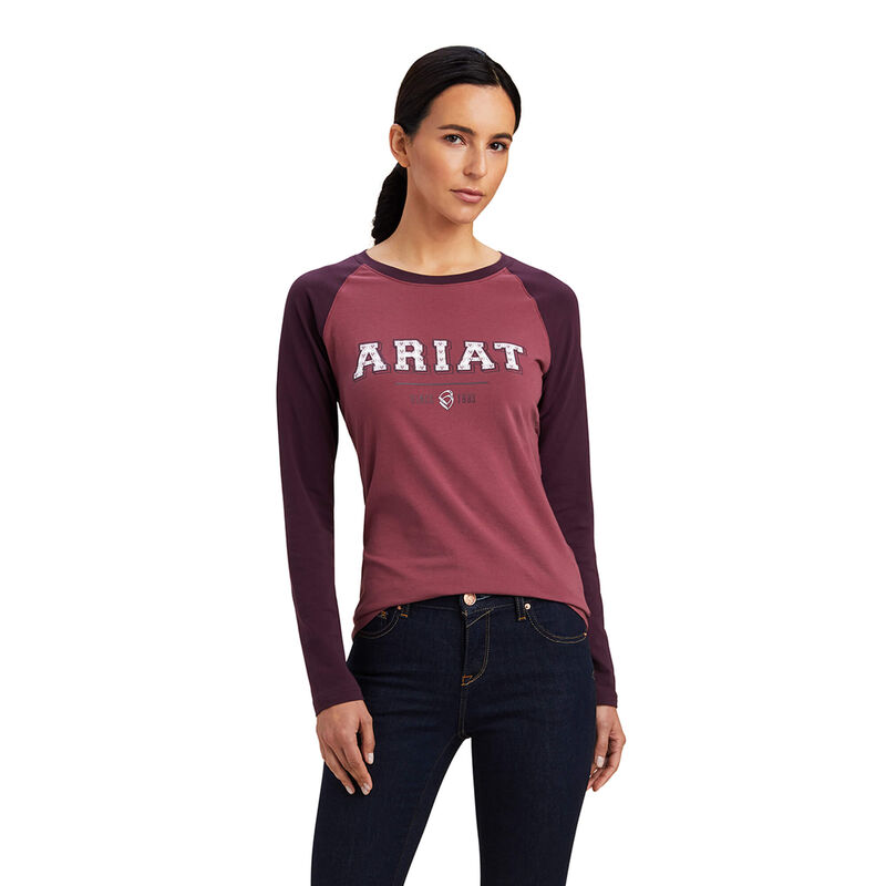 Ariat T-Shirts Damen - Varsity Rosa/Lila ( OFYQR-0726 )